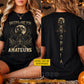 Funny Personalized Halloween Witch Motorcycle Two-sided T-shirt, Brooms Are For Amateurs Tees Spooky Season Gift For Bikers