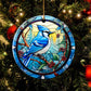 Azure Serenity, Bird Circle Ceramic Ornament Christmas Gift For Bird Lovers