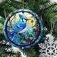 Azure Serenity, Bird Circle Ceramic Ornament Christmas Gift For Bird Lovers