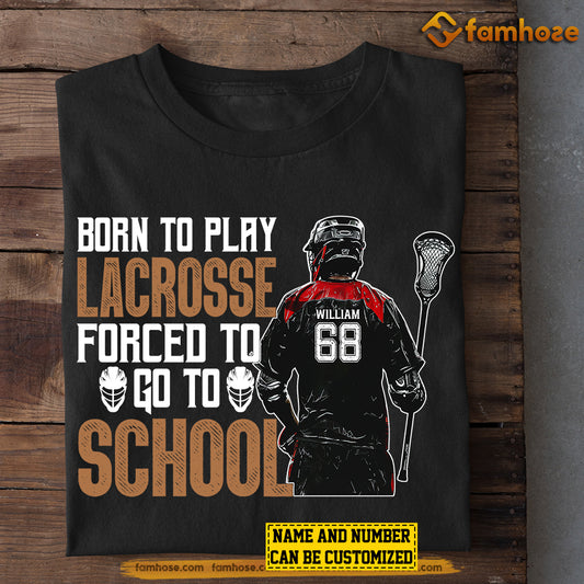 Personalized Funny Back To School Lacrosse Boy T-shirt, Born To Play Lacrosse, Gift For Kids Lacrosse Lovers, Lacrosse Boy Players