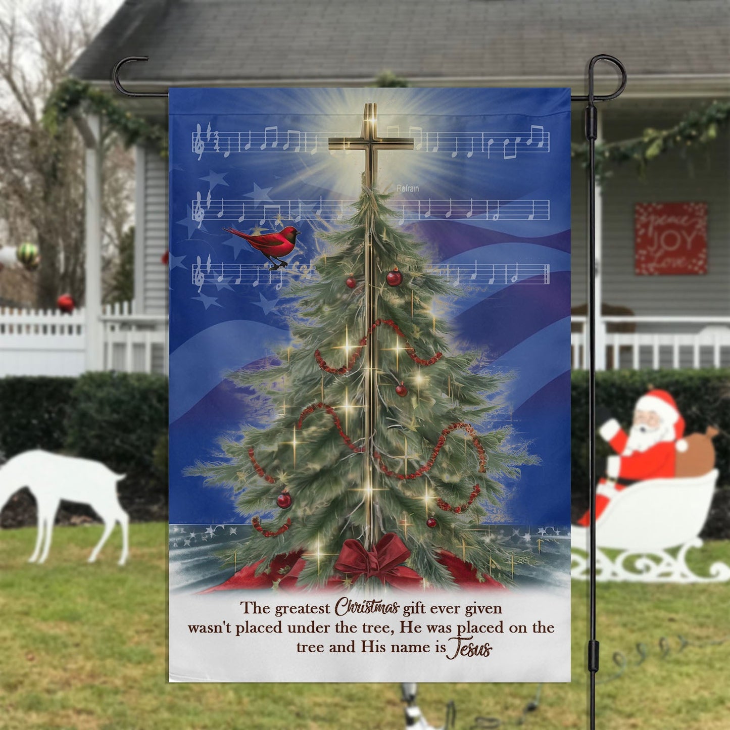 A Christmas Tribute To Jesus, Christmas Tree Xmas Garden Flag & House Flag, Christmas Flag Gift For Christmas Tree Lovers