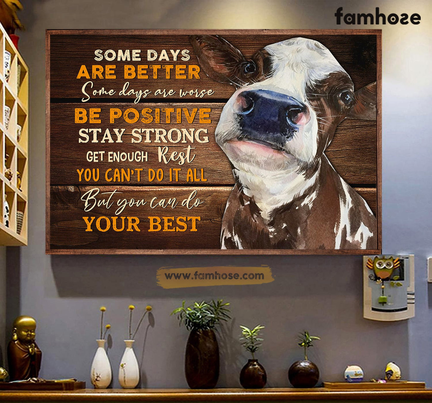 Cow Poster/Canvas, Some Days Are Better Some Days Are Worse Be Positive, Cow Canvas Wall Art, Poster Gift For Cow Lovers