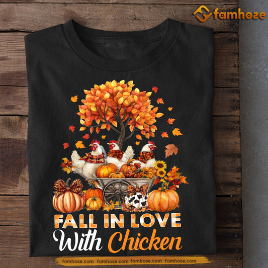 Thanksgiving Chicken T-shirt, Fall In Love With Chicken, Thankful Gift For Chicken Lovers, Farmer Tee