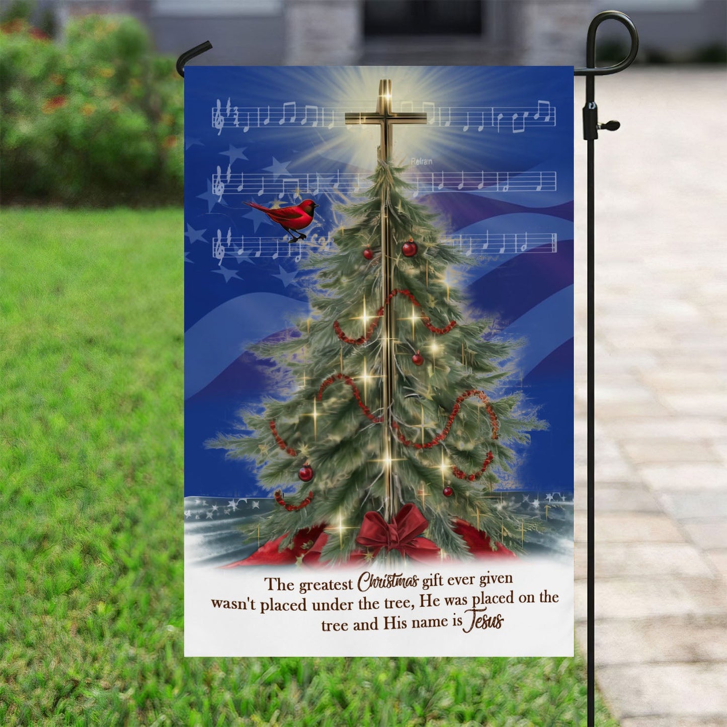 A Christmas Tribute To Jesus, Christmas Tree Xmas Garden Flag & House Flag, Christmas Flag Gift For Christmas Tree Lovers