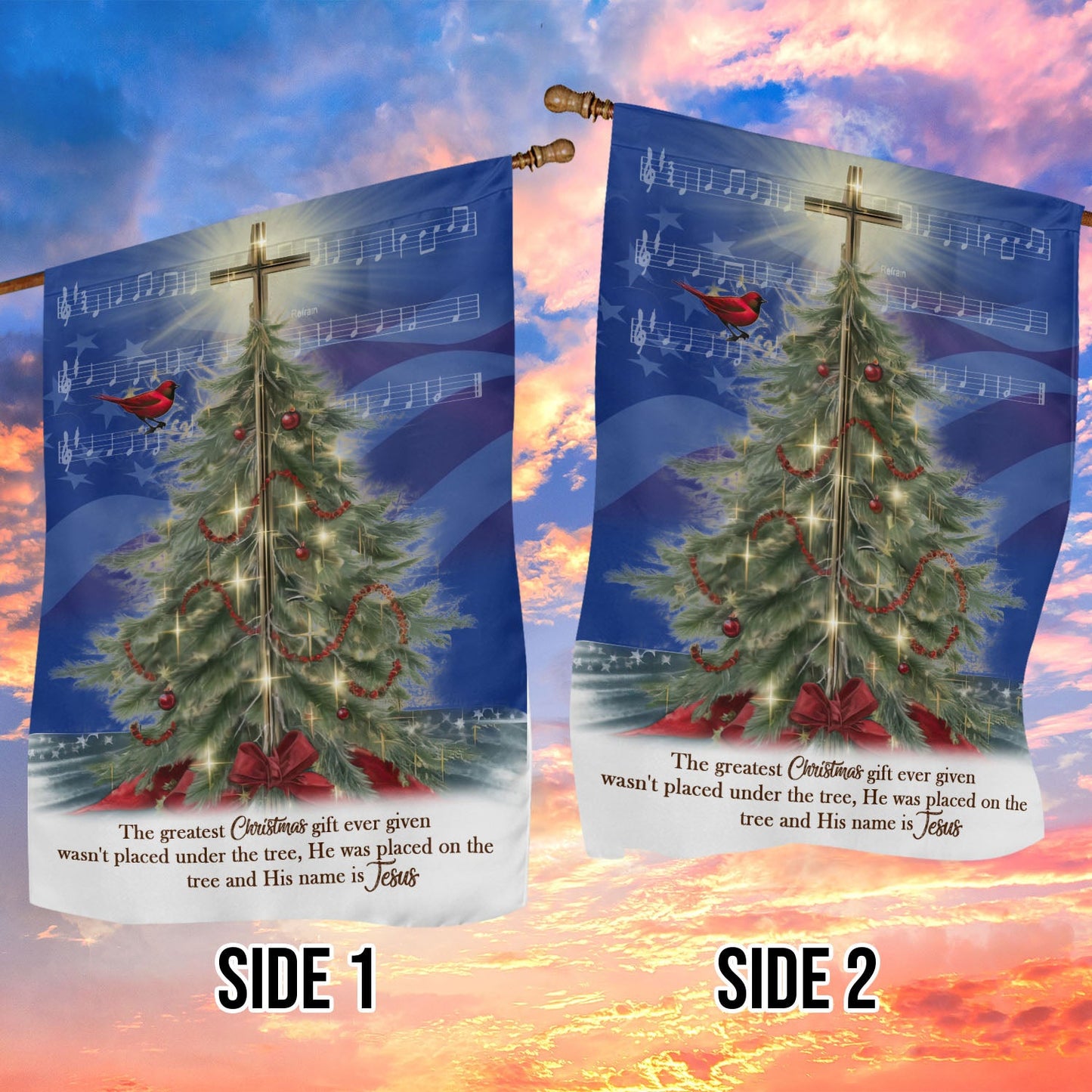 A Christmas Tribute To Jesus, Christmas Tree Xmas Garden Flag & House Flag, Christmas Flag Gift For Christmas Tree Lovers