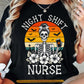 Vintage Halloween Skeleton & Nurse T-Shirt, Night Shift Nurse Tees Spooky Season Gift For Nurse Lover