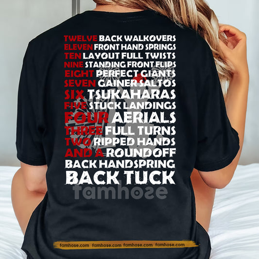 Cheerleading Backside T-shirt, Back Handspring Back Tuck Tees Gift For Cheerleaders