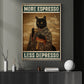Funny Coffee Cat Canvas Painting, More Espresso Less Depresso Wall Art Decor, Poster Gift For Cat Lovers, Coffee Lovers
