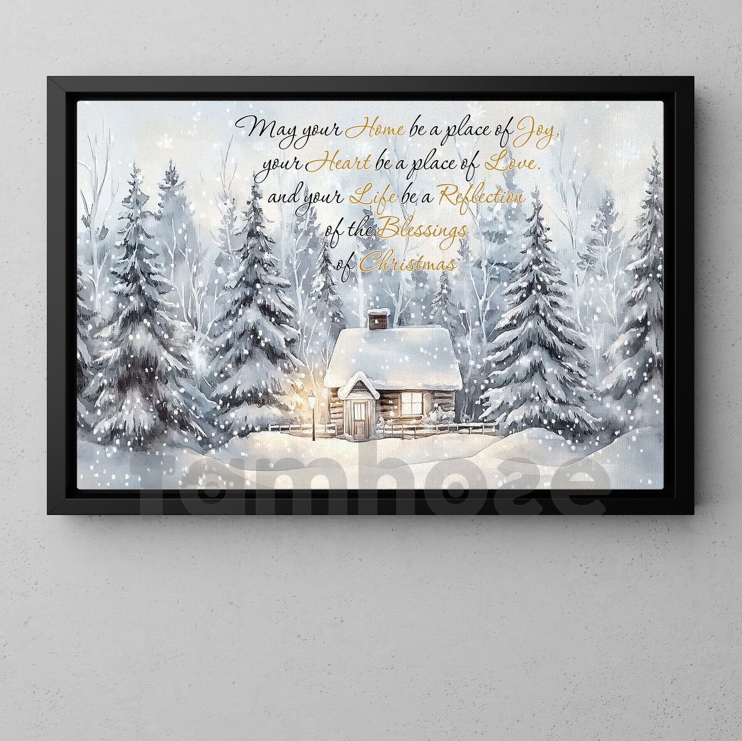 Christmas Canvas Painting, May Your Home Be A Place Of Joy Wall Art Decor, Xmas Poster Gift To Decor House Or Office