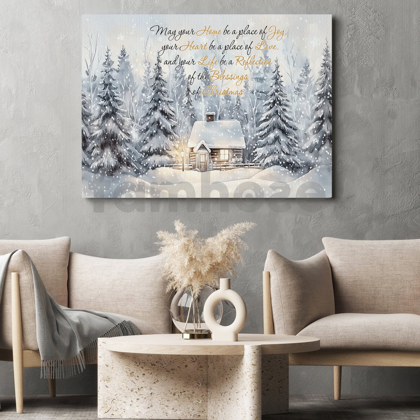 Christmas Canvas Painting, May Your Home Be A Place Of Joy Wall Art Decor, Xmas Poster Gift To Decor House Or Office