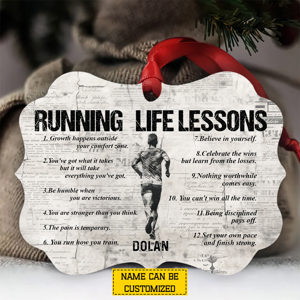 Motivational Personalized Running Man Ornament, Running Life Lessons Aluminum Ornament Gift For Runners