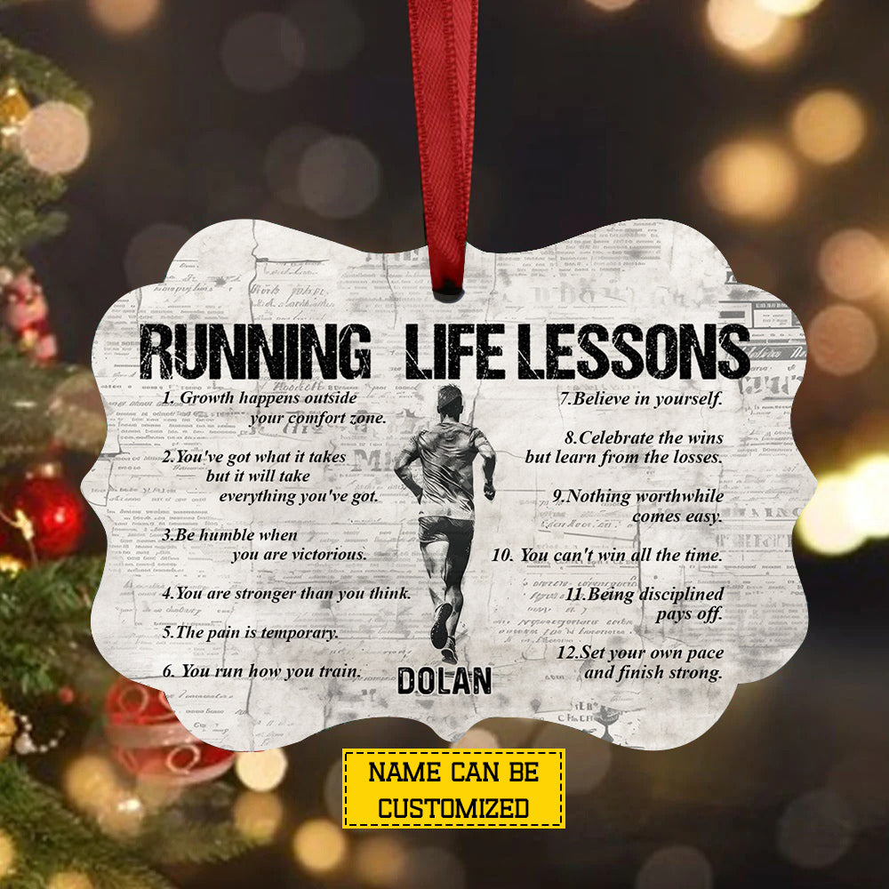 Motivational Personalized Running Man Ornament, Running Life Lessons Aluminum Ornament Gift For Runners
