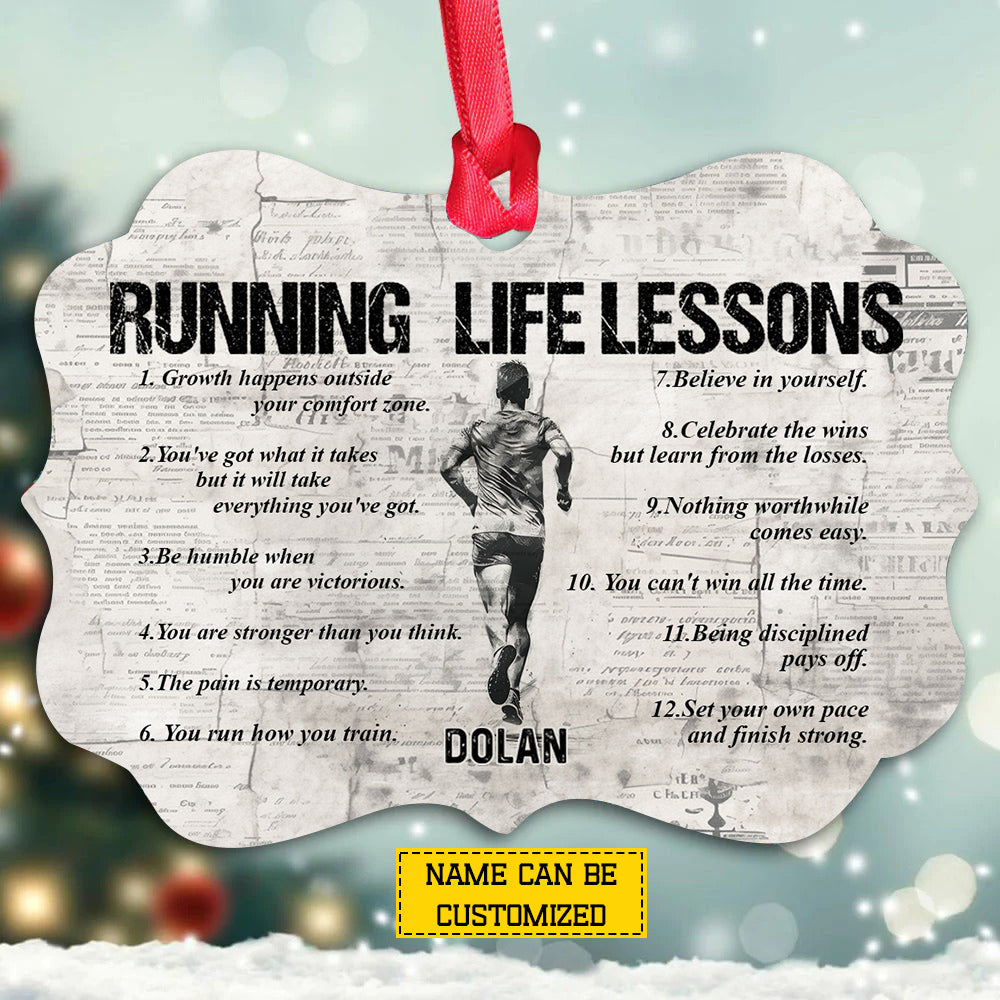 Motivational Personalized Running Man Ornament, Running Life Lessons Aluminum Ornament Gift For Runners
