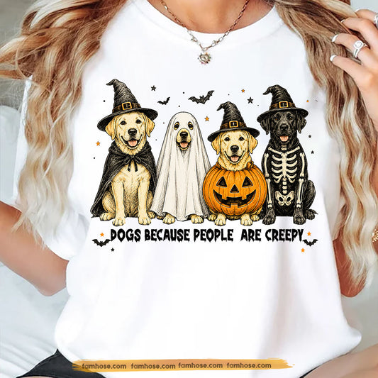 Halloween Labrador Dog Witch T-Shirt, Dogs Because People Are Creepy Tees Spooky Season Gift For Labrador Dog Lover