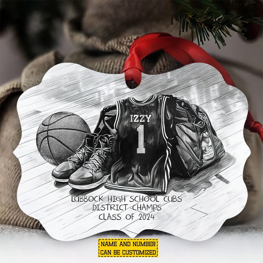 Personalized Basketball Christmas Ornament, Memory Keepsake Sport Xmas Aluminum Ornament Gift For Basketball Lovers