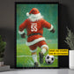 Funny Personalized Christmas Soccer Canvas Painting, Santa Playing Soccer Sport Wall Art Decor, Xmas Poster Gift For Soccer Lovers