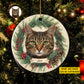 Personalized Cat Circle Ceramic Ornament, Portrait Of A Friend Ornament Gift For Cat Lovers