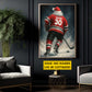 Personalized Christmas Hockey Canvas Painting, Santa Claus Playing Hockey Wall Art Decor, Xmas Poster Gift For Hockey Lovers