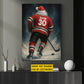 Personalized Christmas Hockey Canvas Painting, Santa Claus Playing Hockey Wall Art Decor, Xmas Poster Gift For Hockey Lovers