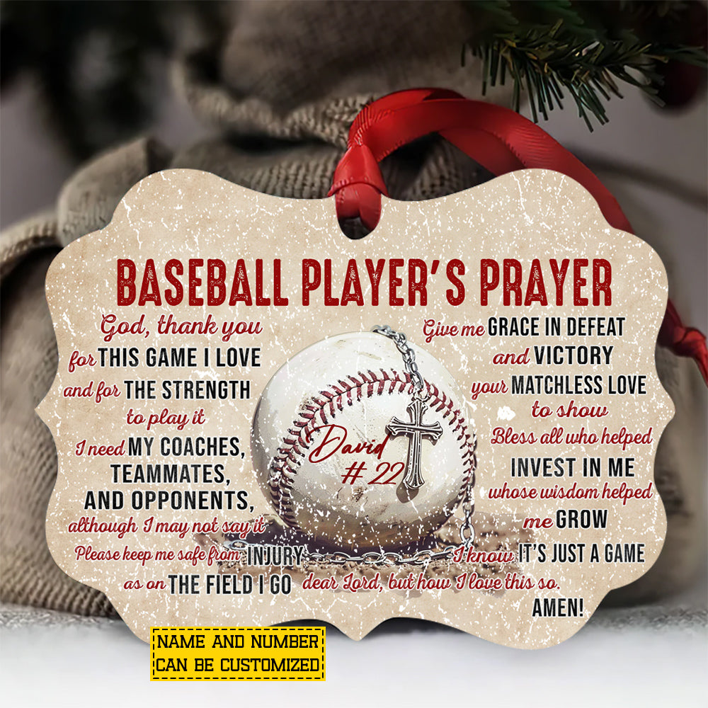 Motivational Personalized Baseball Ornament, Baseball Player's Prayer Aluminum Ornament Gift For Baseball Lovers