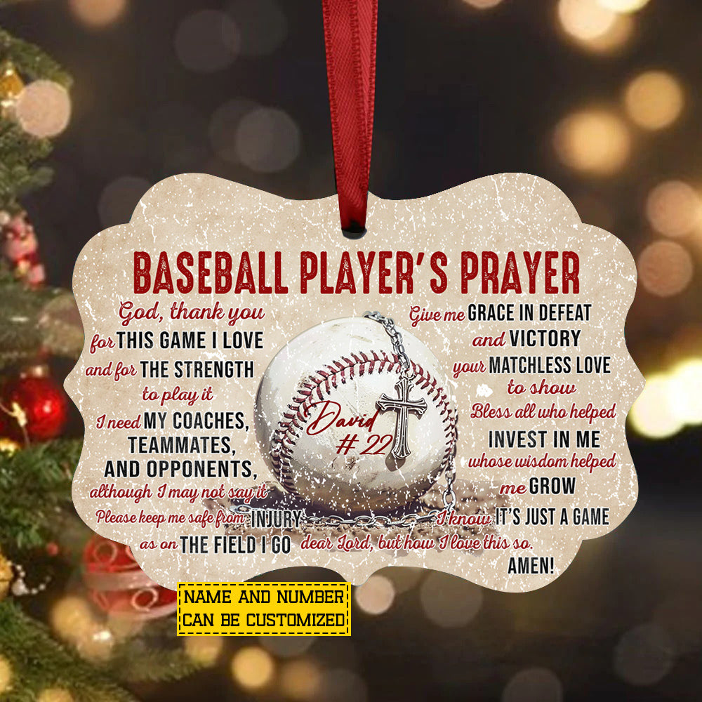 Motivational Personalized Baseball Ornament, Baseball Player's Prayer Aluminum Ornament Gift For Baseball Lovers