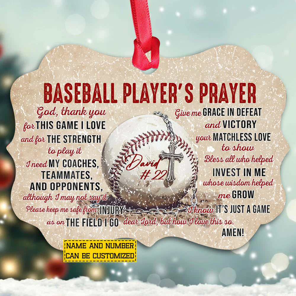 Motivational Personalized Baseball Ornament, Baseball Player's Prayer Aluminum Ornament Gift For Baseball Lovers