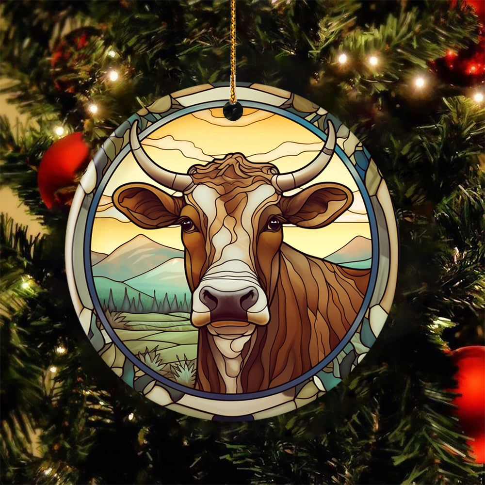 Gift Sapi Serene Meadow Cow, Cow Circle Ceramic Ornament Christmas Gift For Cow ...