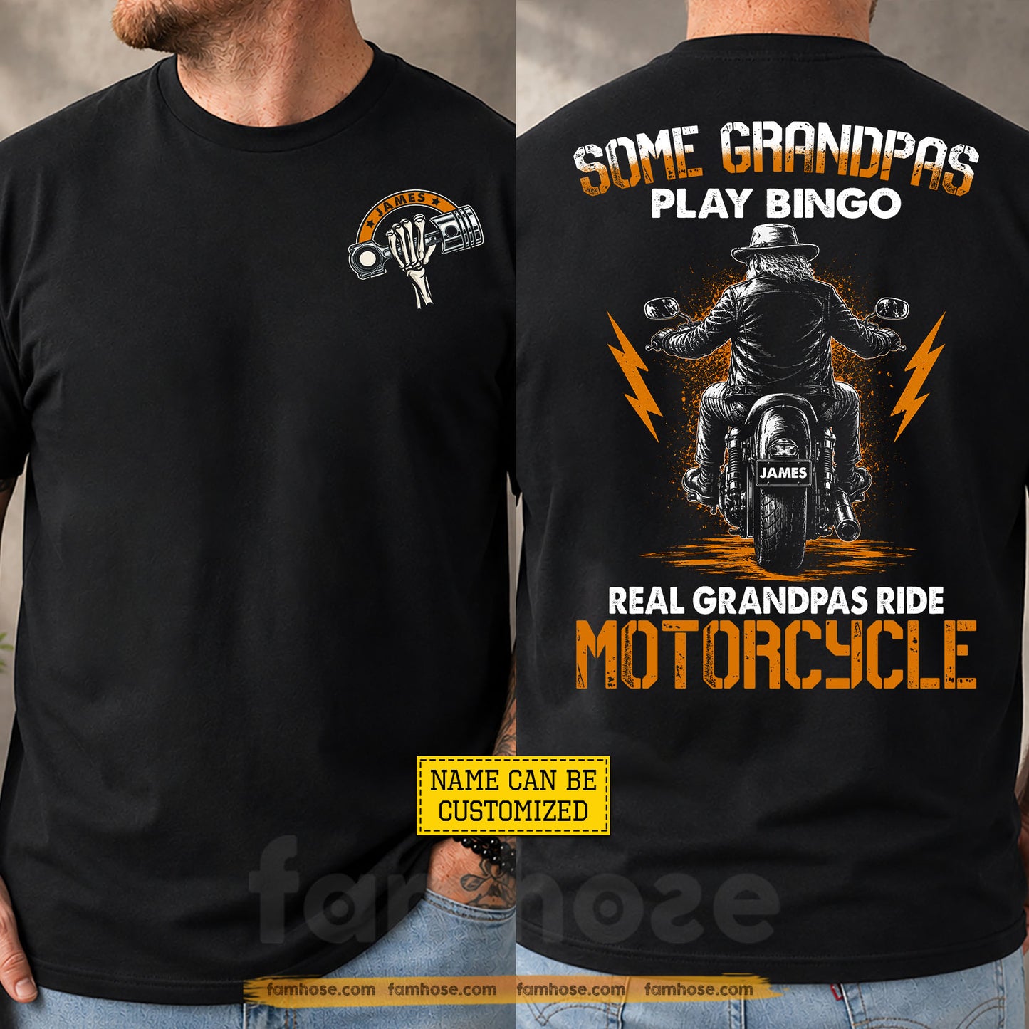 Personalized Motorcycle Grandpas Two-sided T-shirt, Real Grandpas Ride Motorcycle Tees Gift For Bikers