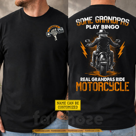 Personalized Motorcycle Grandpas Two-sided T-shirt, Real Grandpas Ride Motorcycle Tees Gift For Bikers