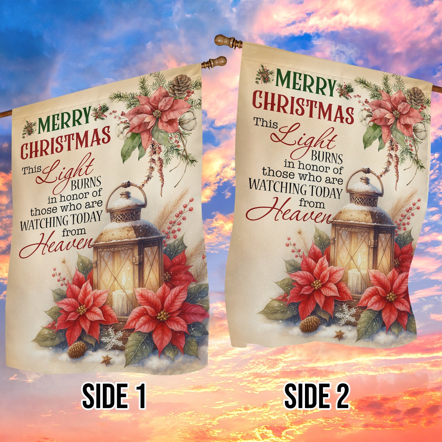 Christmas Garden & House Flag, Watching Today From Heaven Yard Flag, Xmas Gift