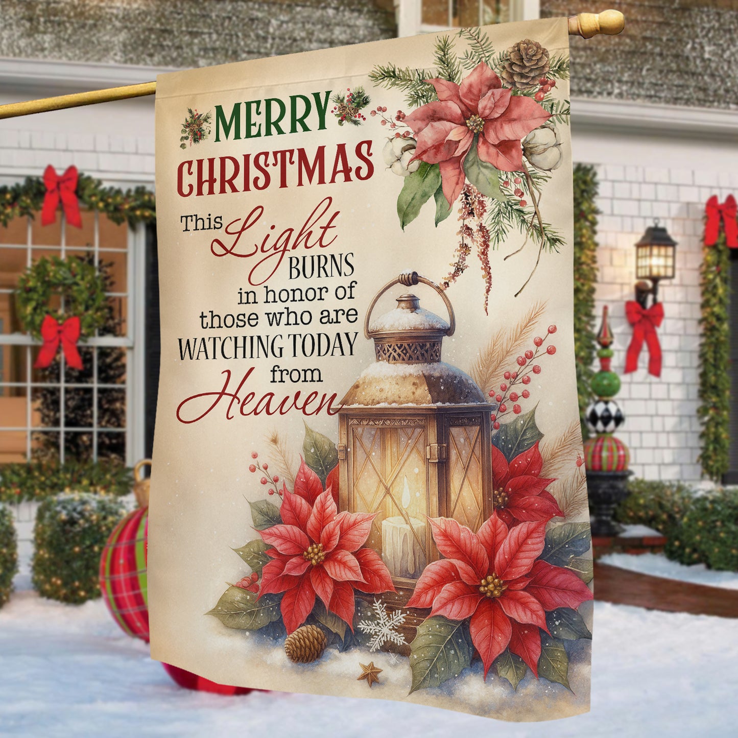 Christmas Garden & House Flag, Watching Today From Heaven Yard Flag, Xmas Gift