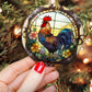 Dawn's Melody Rooster, Chicken Circle Ceramic Ornament Christmas Gift For Chicken Lovers