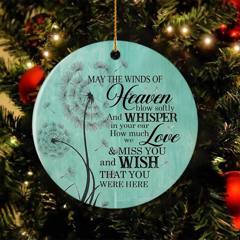 Vintage Pass Away Ornament, May The Winds Of Heaven And Whisper In Your Ear Circle Ceramic Ornament Gift