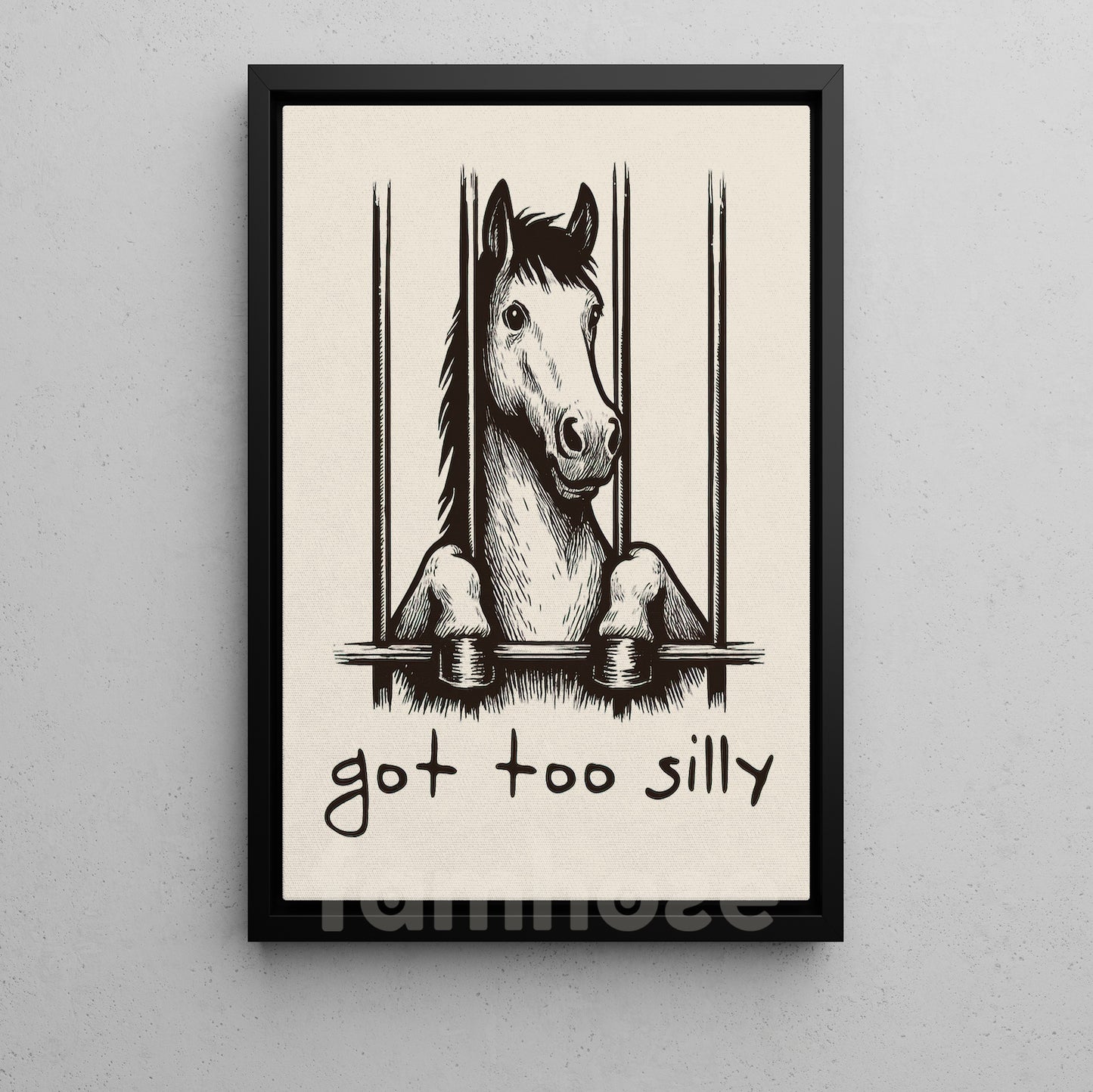 Funny Horse Canvas Painting, Got Too Silly Wall Art Decor, Poster Gift For Horse Lovers