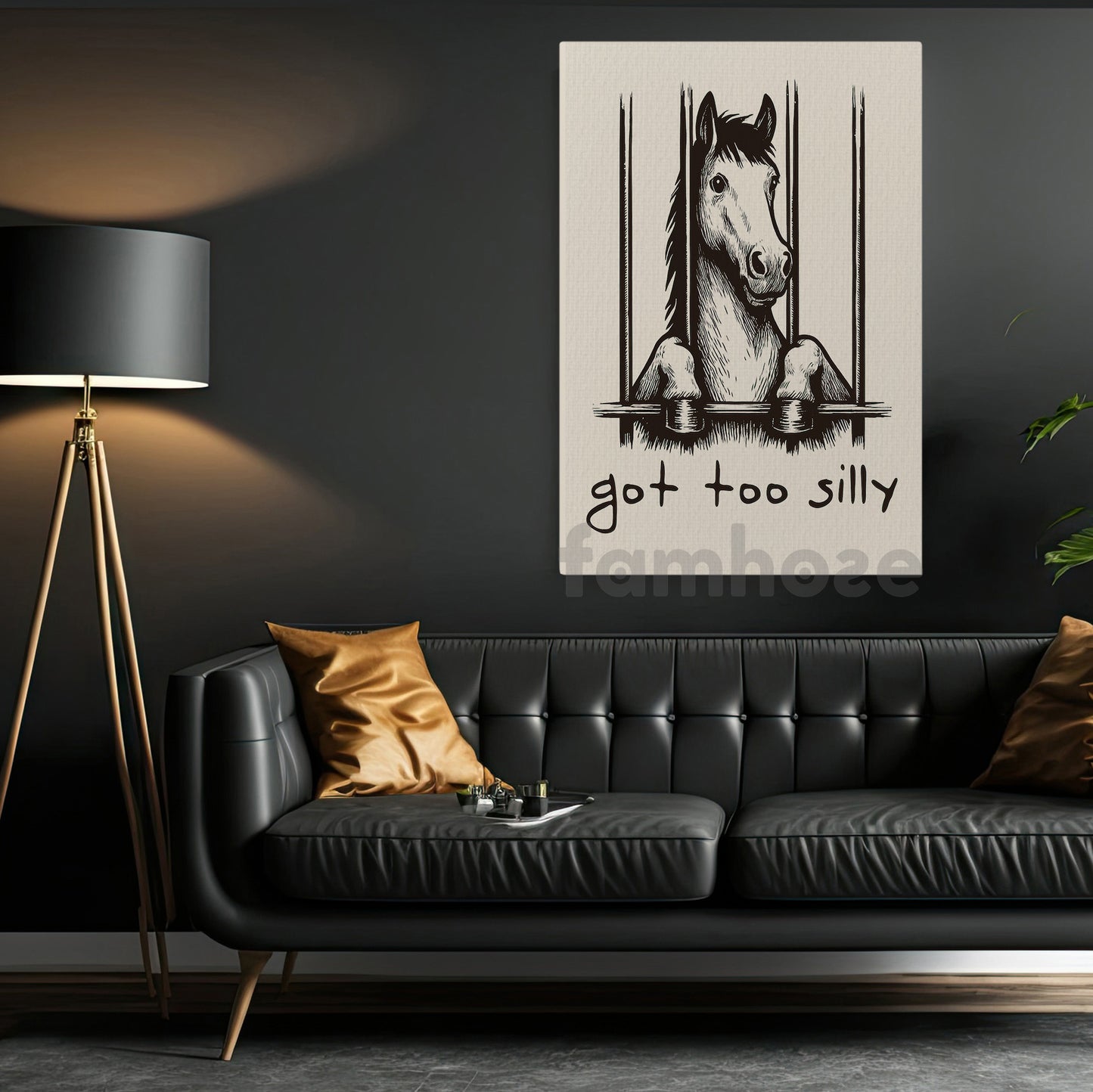 Funny Horse Canvas Painting, Got Too Silly Wall Art Decor, Poster Gift For Horse Lovers