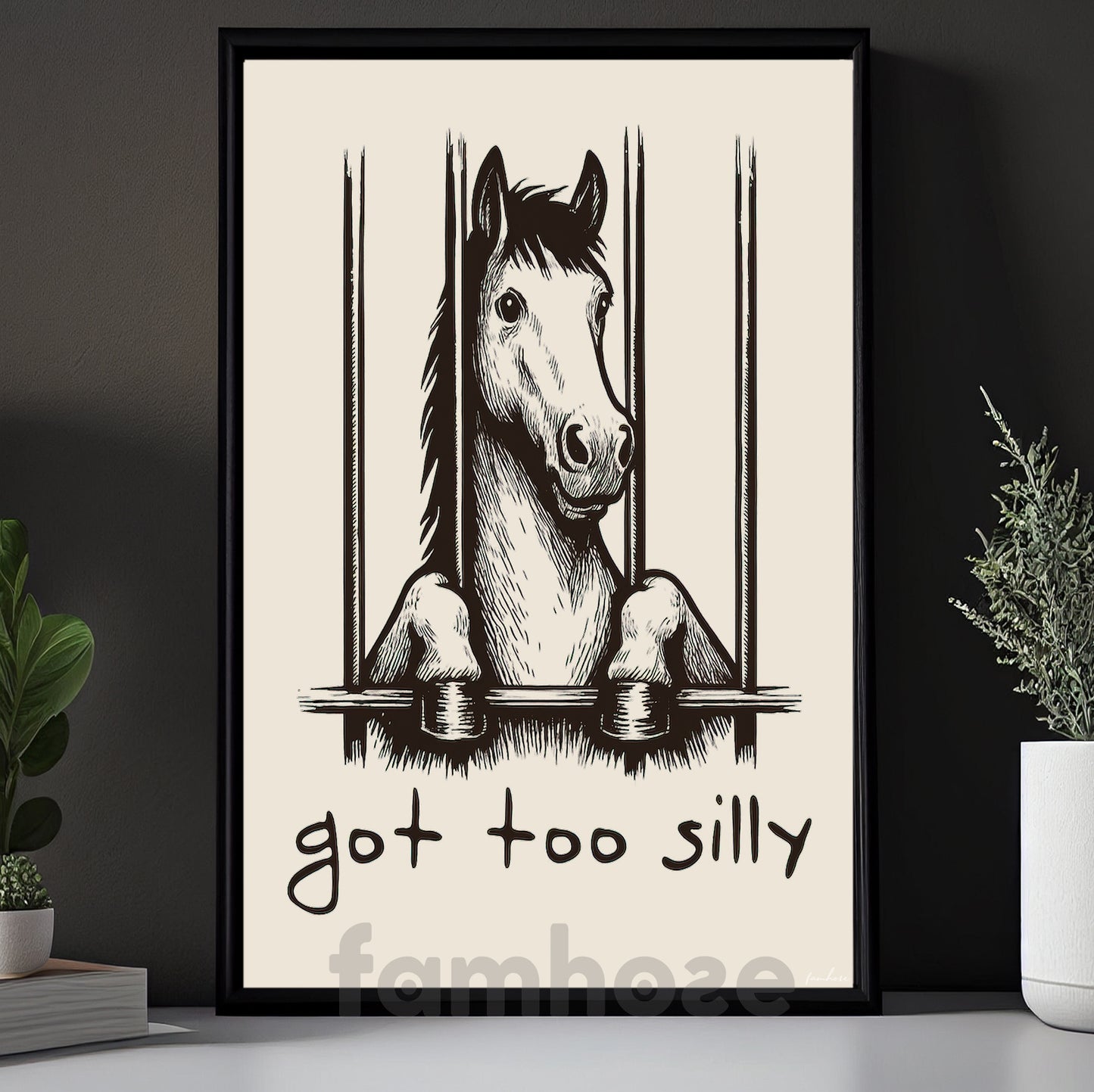 Funny Horse Canvas Painting, Got Too Silly Wall Art Decor, Poster Gift For Horse Lovers