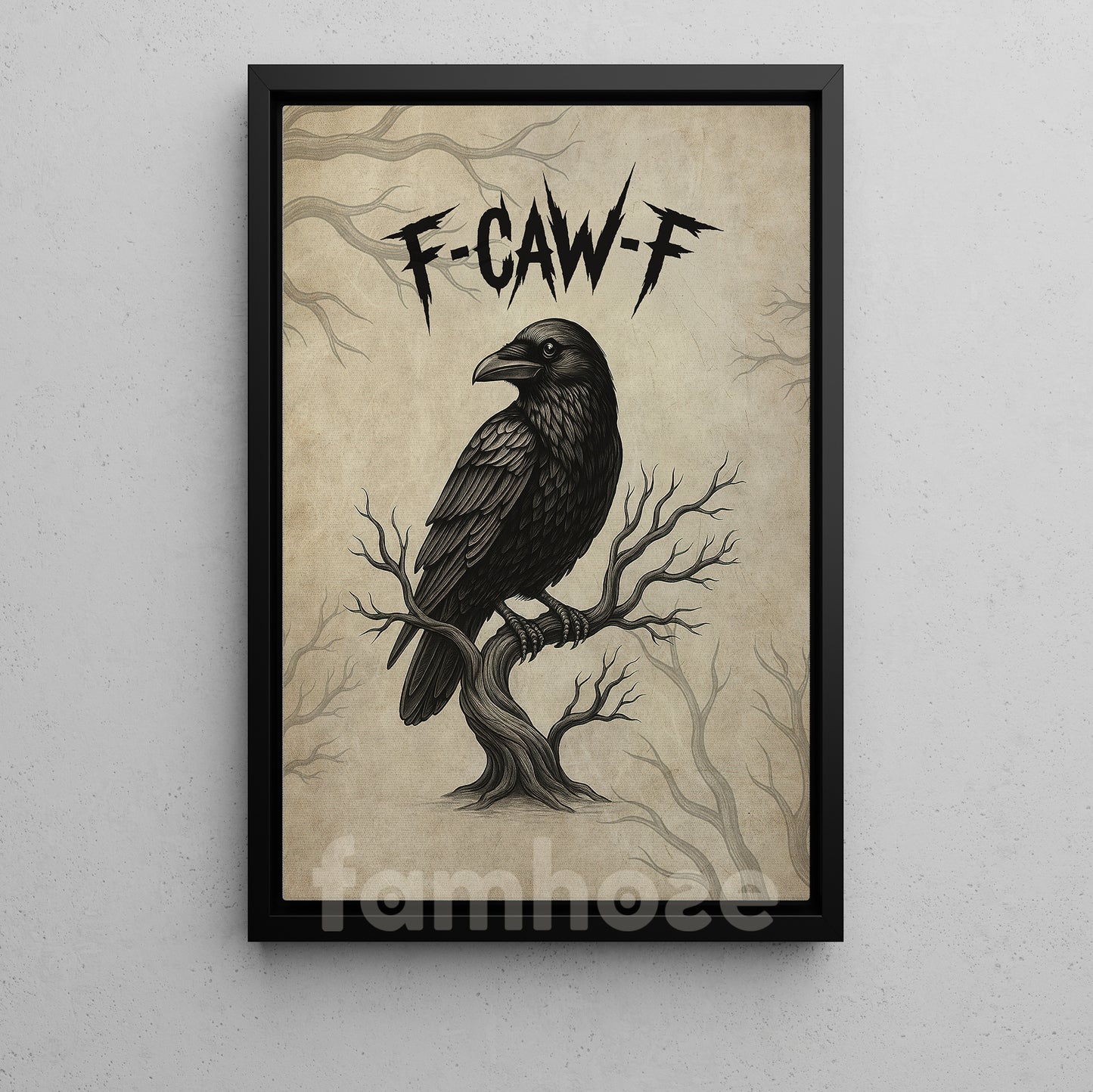 Funny Crow Canvas Painting, F-Caw-F Wall Art Decor, Poster Gift For Raven Lovers