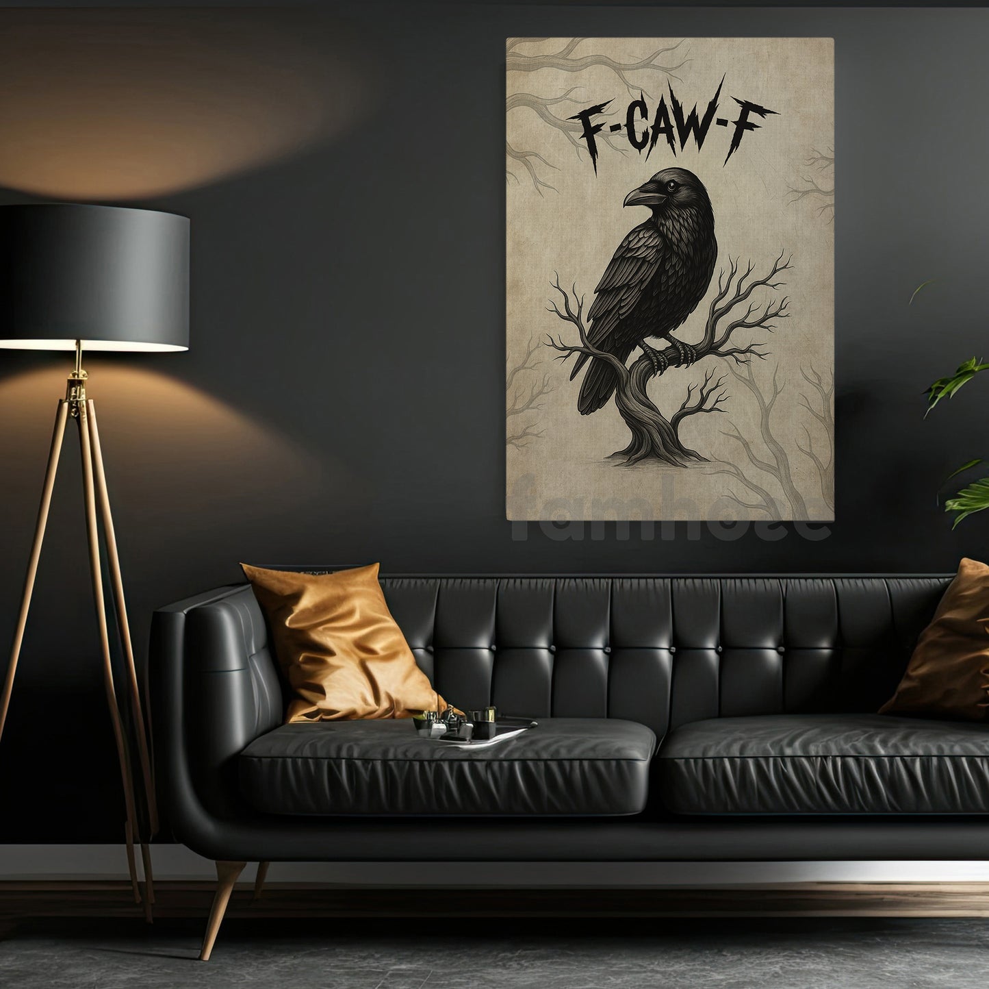 Funny Crow Canvas Painting, F-Caw-F Wall Art Decor, Poster Gift For Raven Lovers