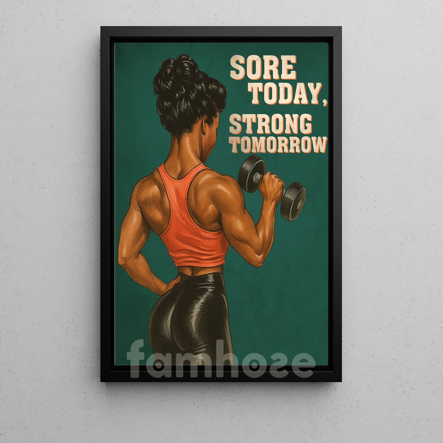 Funny Gym Black Woman Canvas Painting, Sore Today Strong Tomorrow Wall Art Decor, Poster Gift For Gym Lover