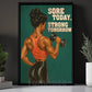 Funny Gym Black Woman Canvas Painting, Sore Today Strong Tomorrow Wall Art Decor, Poster Gift For Gym Lover