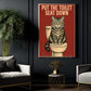 Funny Cat Toilet Canvas Painting, Put The Toilet Seat Down Bathroom Wall Art Decor, Restroom Poster Gift For Cat Lover