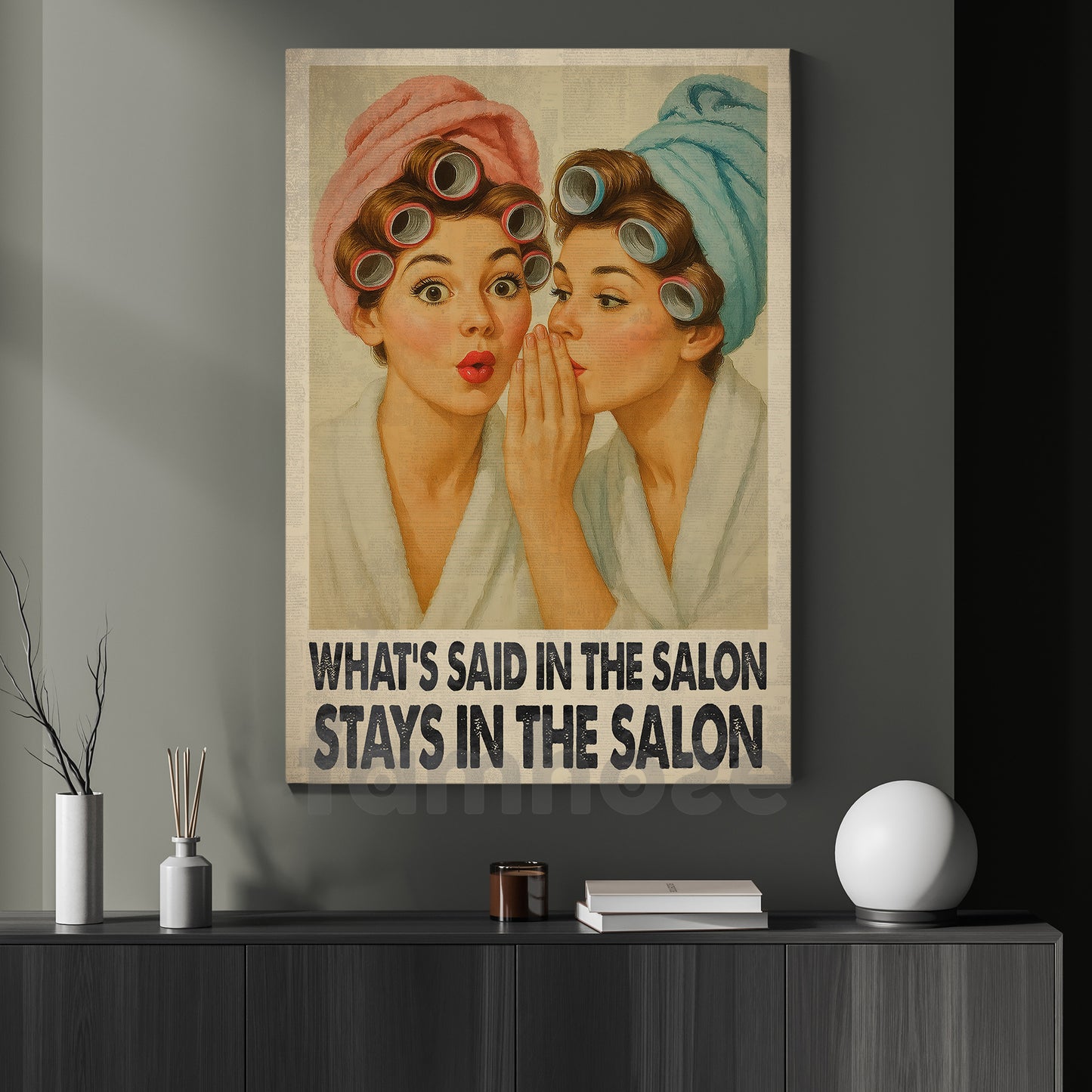 Funny Beauty Salon Canvas Painting, What's Said In The Salon Wall Art Decor Poster Gift To Decor In Salon