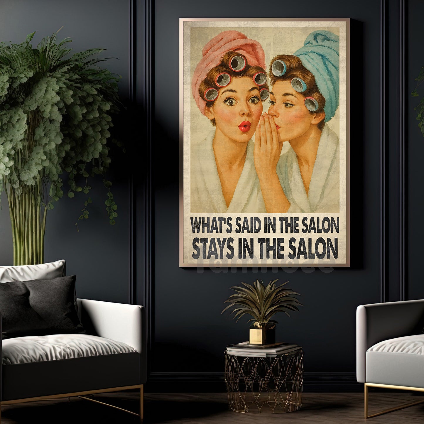 Funny Beauty Salon Canvas Painting, What's Said In The Salon Wall Art Decor Poster Gift To Decor In Salon