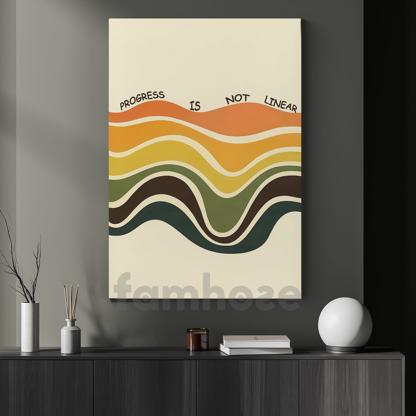 Motivational Canvas Painting, Progress Is Not Linear Wall Art Decor, Poster Gift To Decor House Or Office