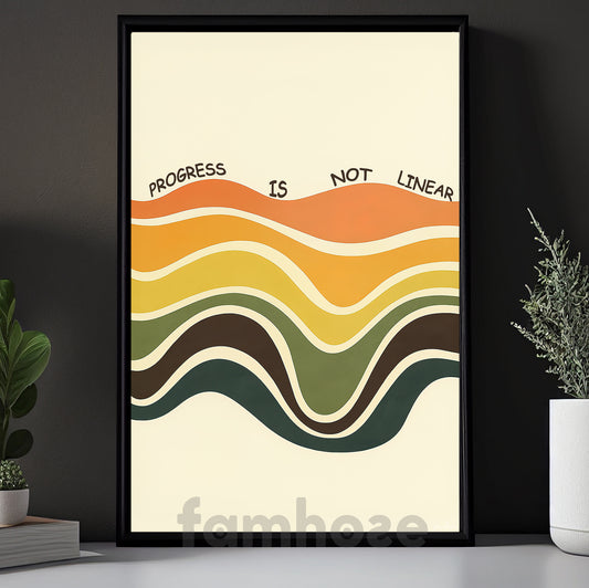 Motivational Canvas Painting, Progress Is Not Linear Wall Art Decor, Poster Gift To Decor House Or Office