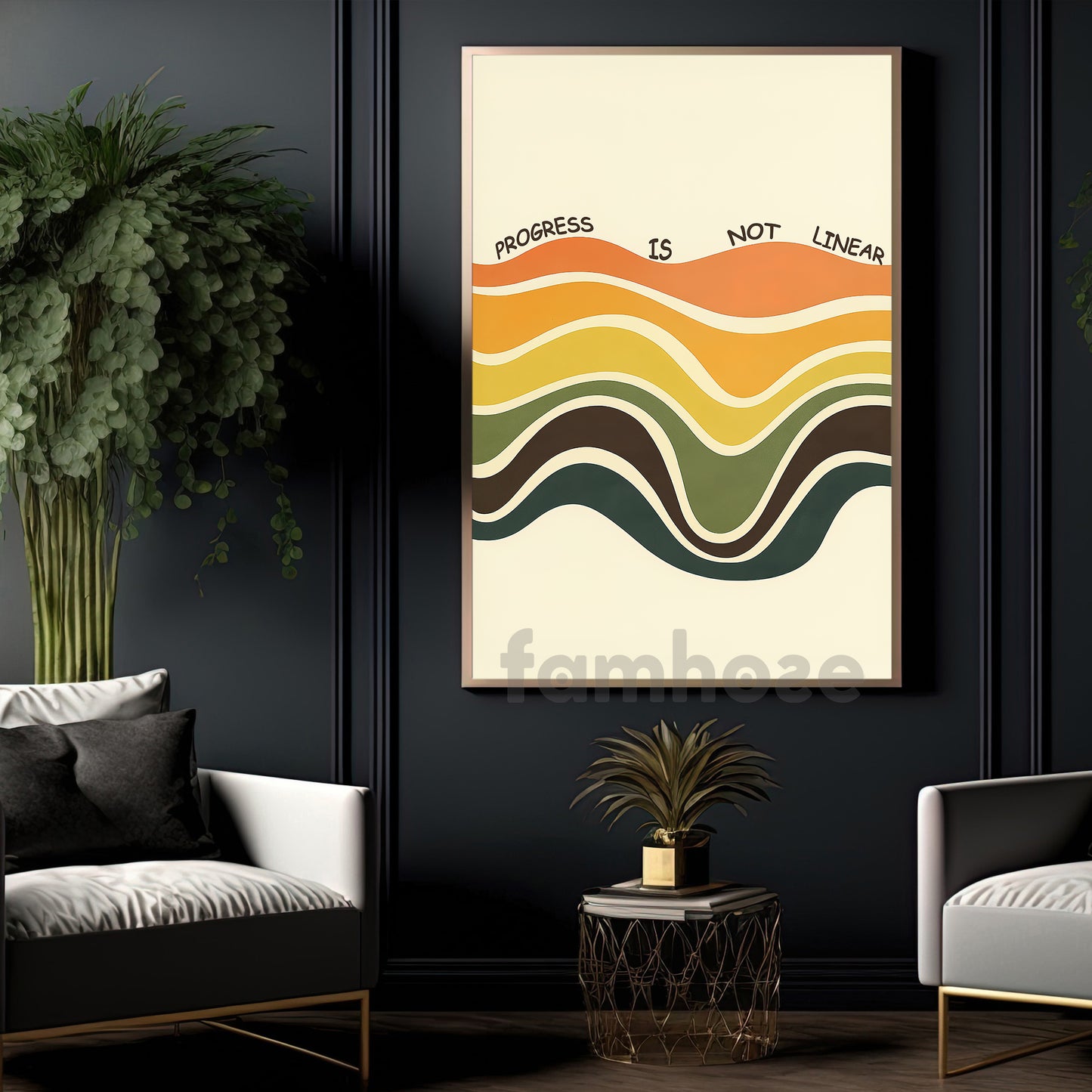 Motivational Canvas Painting, Progress Is Not Linear Wall Art Decor, Poster Gift To Decor House Or Office