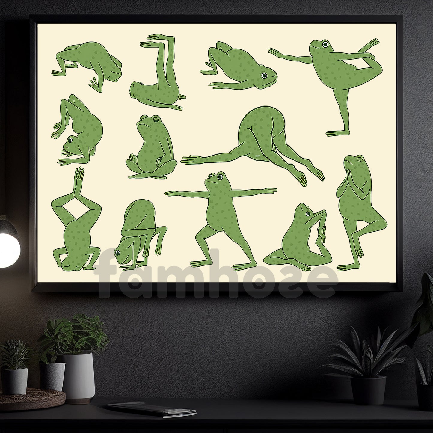 Funny Yoga Frog Canvas Painting, Cute Fitness Wall Art Decor, Poster Gift For Yoga Lovers
