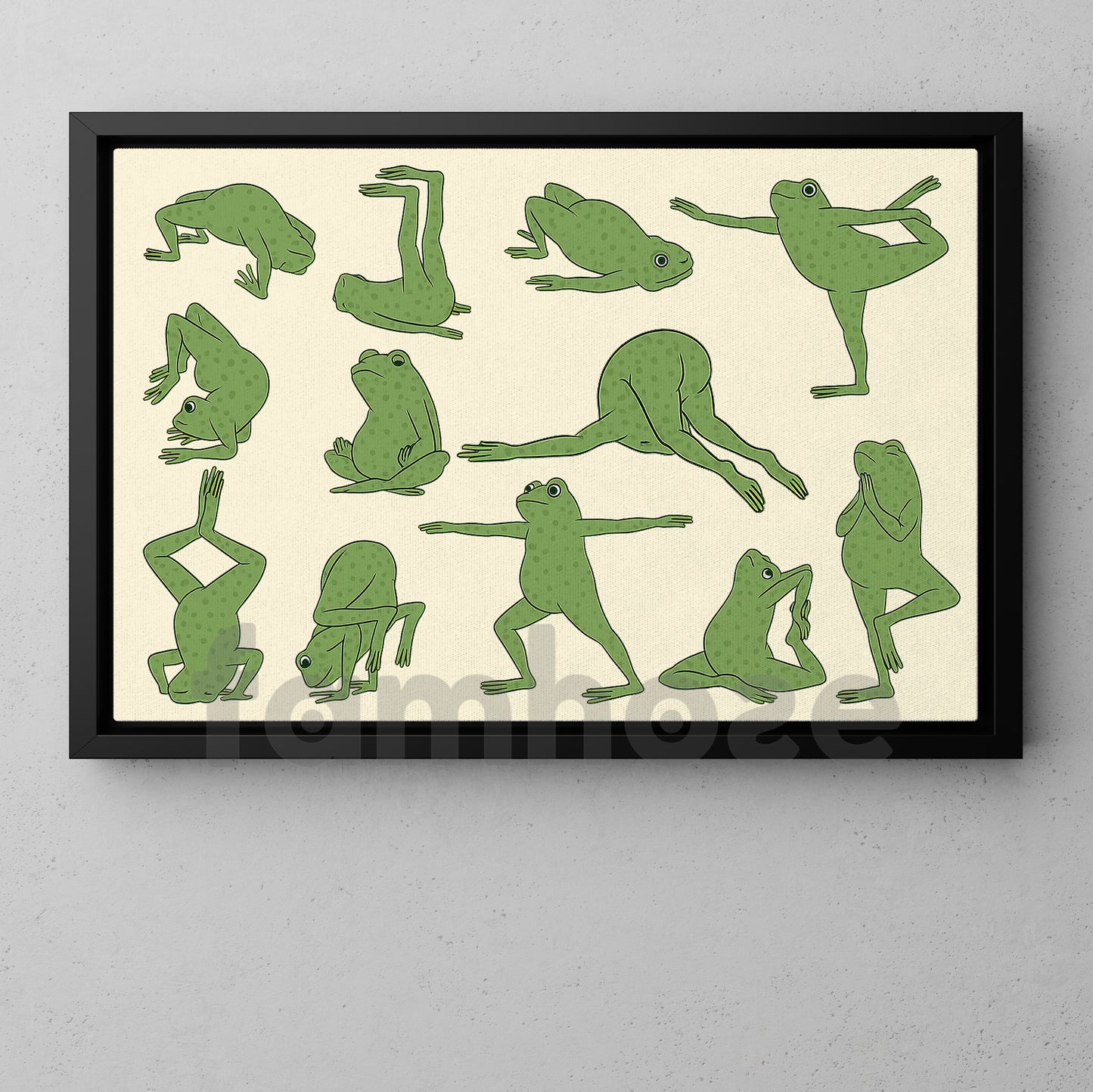 Funny Yoga Frog Canvas Painting, Cute Fitness Wall Art Decor, Poster Gift For Yoga Lovers