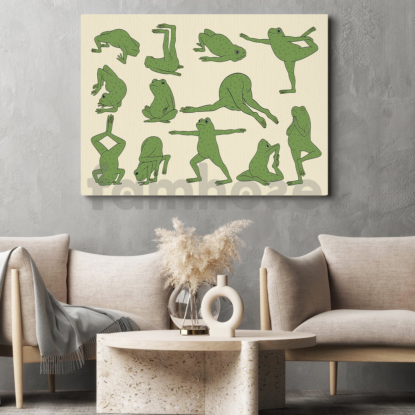 Funny Yoga Frog Canvas Painting, Cute Fitness Wall Art Decor, Poster Gift For Yoga Lovers