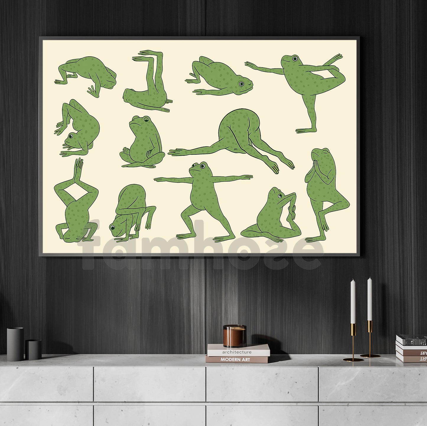 Funny Yoga Frog Canvas Painting, Cute Fitness Wall Art Decor, Poster Gift For Yoga Lovers